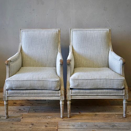 French Louis XVI Painted Armchairs (Pair)
