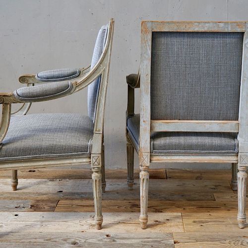French Louis XVI Painted Armchairs (Pair)