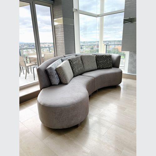 Mid Century Minimalist Curved Sofa