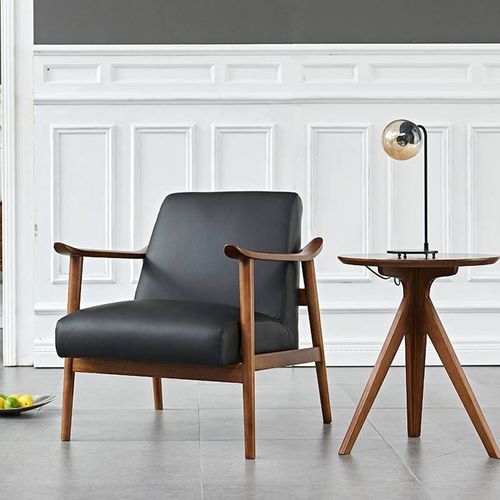 Spencer Mid-Century Leather Armchair Black