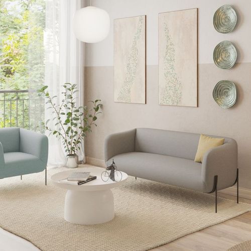 Belle Lounge Chair - Sky Blue - Brushed Matt Gold Legs