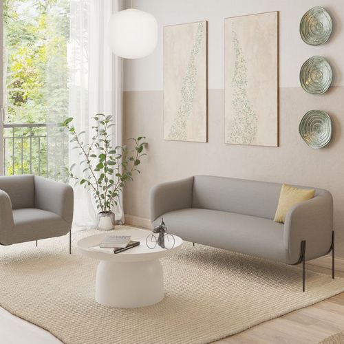 Belle 2.5 Seater Sofa -Cloud Grey w Brushed Matt Bronze
