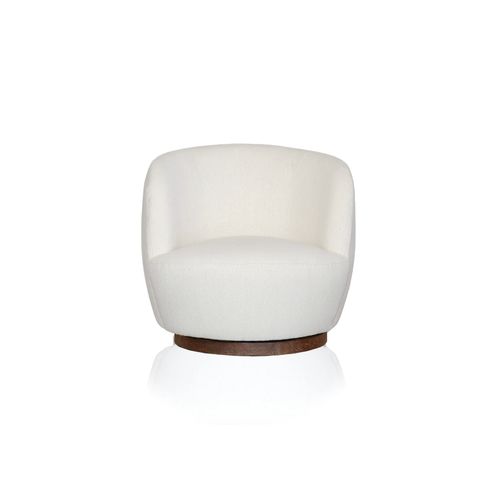 Mid Century Linen Swivel Chair