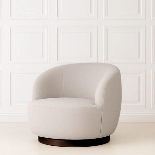 Mid Century Boucle Swivel Chair  | Beige