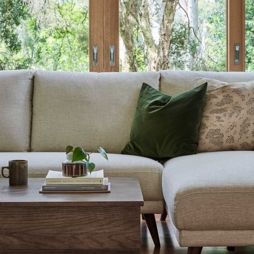 Paris Modular Sofa Series | L-Shape Sofa with Right Chaise | Beige Fabric