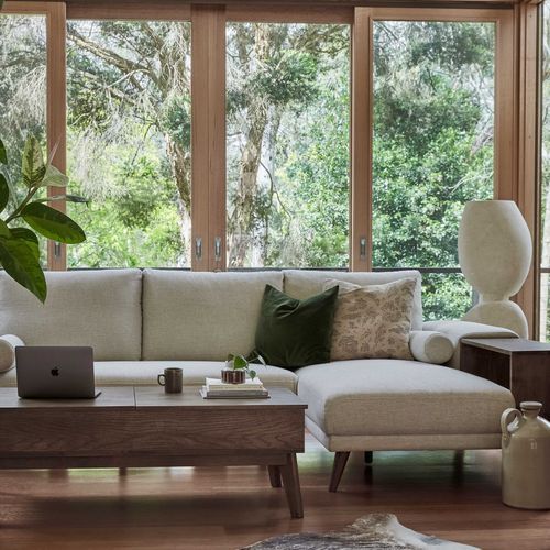 Paris Modular Sofa Series | L-Shape Sofa with Right Chaise | Beige Fabric