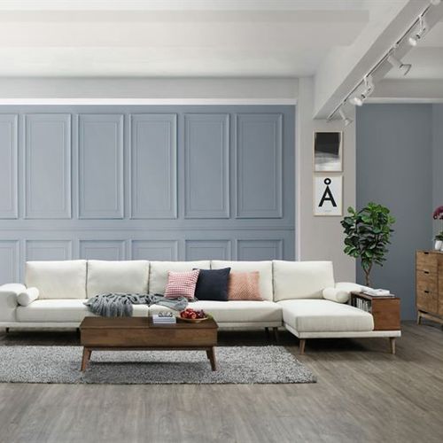 Paris Modular Sofa Series | L-Shape Extension Sofa with Right Chaise | Beige Fabric