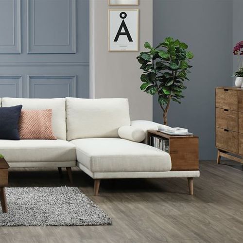 Paris Modular Sofa Series | L-Shape Extension Sofa with Right Chaise | Beige Fabric