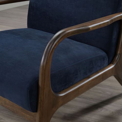 Paris Navy Blue Occasional Chair | Walnut | Hardwood Frame