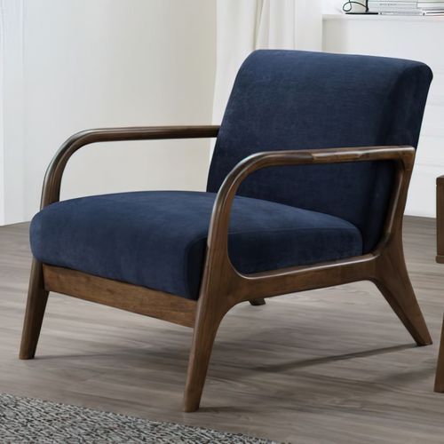 Paris Navy Blue Occasional Chair | Walnut | Hardwood Frame