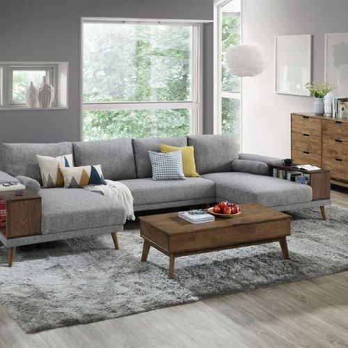 Paris Modular Sofa Series | U-Shape Sofa with Chaise | Grey Fabric