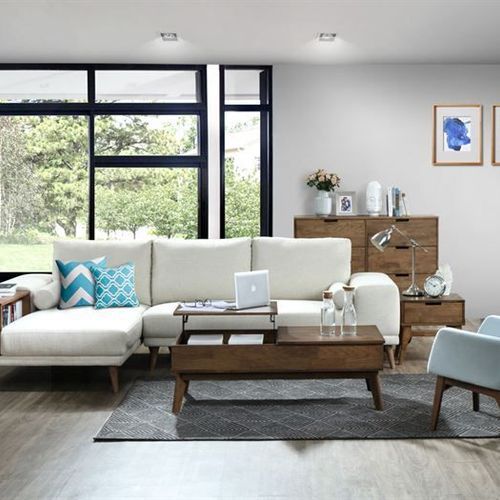 Paris Modular Sofa Series | L-Shape Sofa with Left Chaise | Beige Fabric