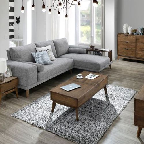 Paris Modular Sofa Series | L-Shape Sofa with Right Chaise | Grey Fabric