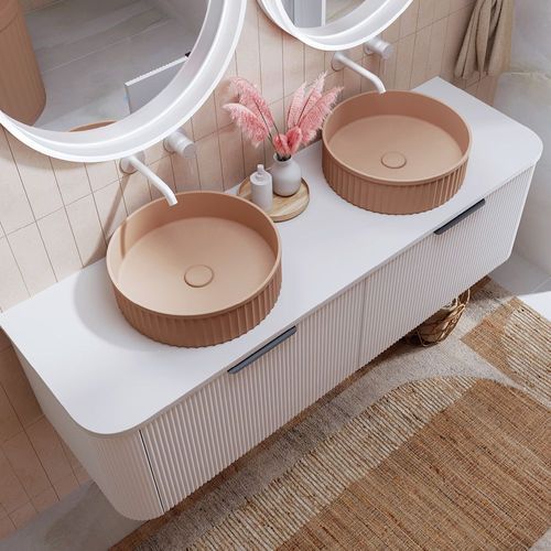 Pure White Solid Surface Top, Curved Full Depth