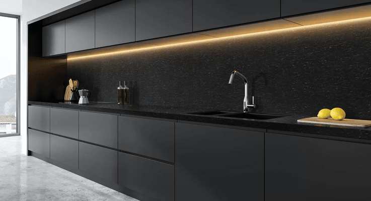 Cascade Black Solid Surface by Hanex