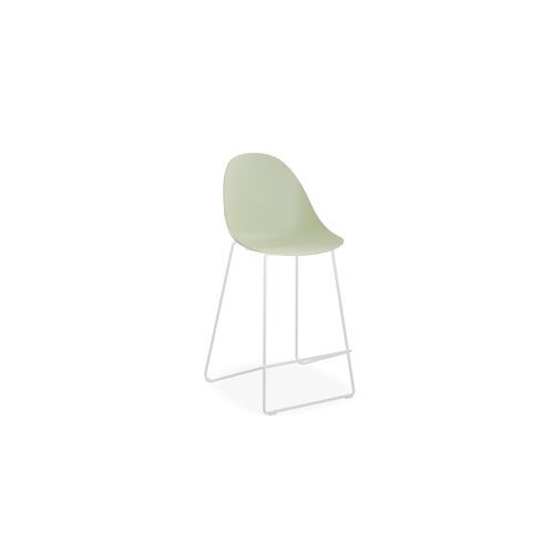 Pebble Mint Green Stool Shell Seat - Bar Stool 75cm Seat - Black Base