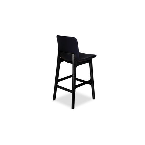 Ara Stool - Black - Black Pad - Bar Bench Seat Height 74cm  - Black Seat - Black Ash legs