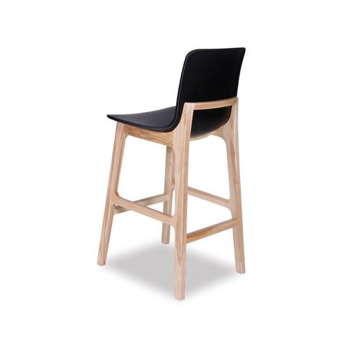 Ara Stool - Natural - Black Shell - Bar Bench Seat Height 74cm  - Black Seat - Natural Ash legs