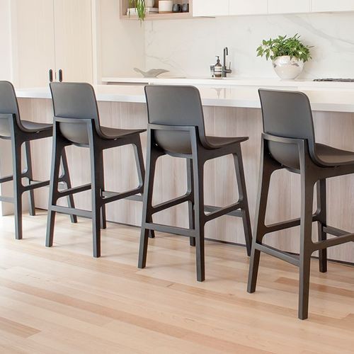 Ara Stool - Black - Black Shell - Bar Bench Seat Height 74cm - Black Seat - Black Ash legs