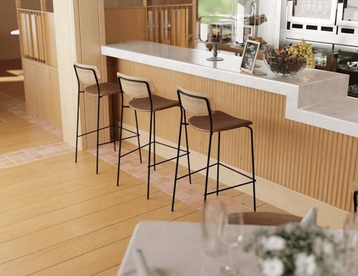 Rylie Stool Natural with Vegan Leather Seat
