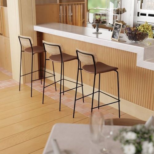 Rylie Stool Natural with Vegan Leather Seat
