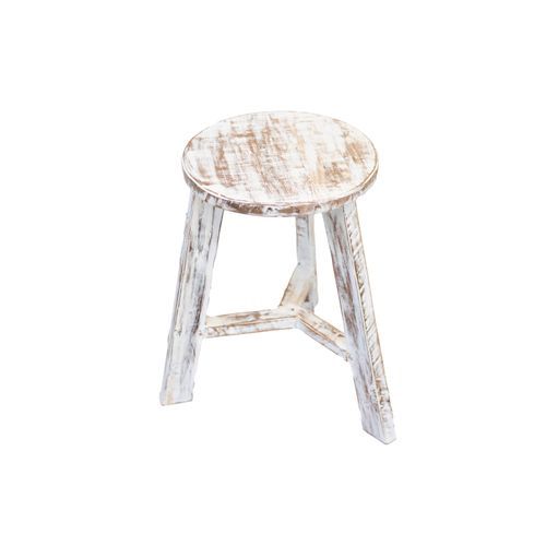 Rustico Reclaimed Teak Tripod Stool - Whitewash