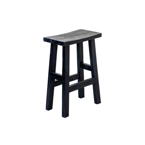 Rustico Reclaimed Teak Bar & Kitchen Counter Stool - Black