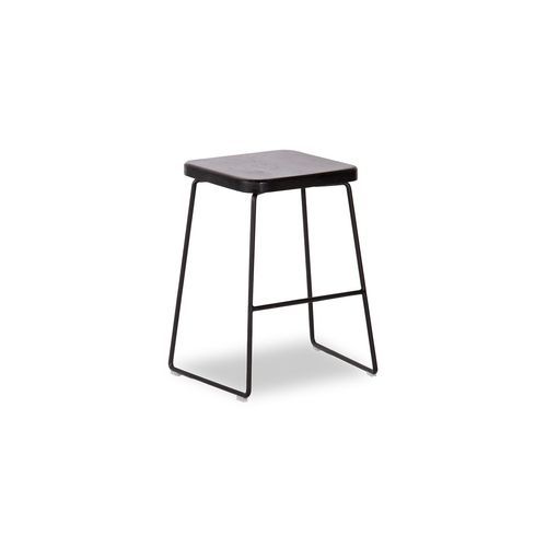 Hugo Low Stool -  Black Seat - 46cm Low Stool Square