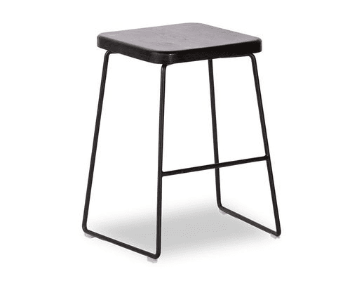 Hugo Low Stool -  Black Seat - 46cm Low Stool Round