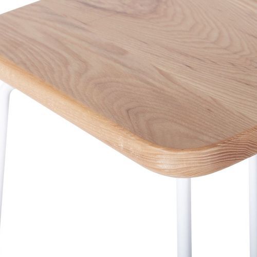 Hugo Low Stool - White - Natural Seat - 46cm Square