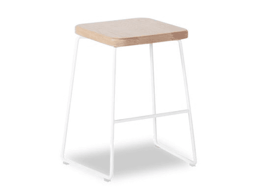 Hugo Low Stool - White - Natural Seat - 46cm Square
