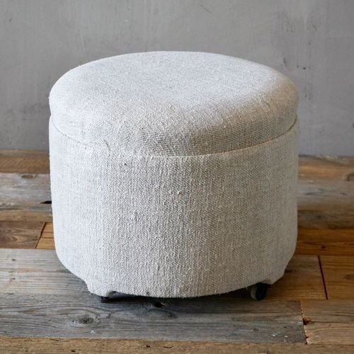 Antique French Linen Footstool