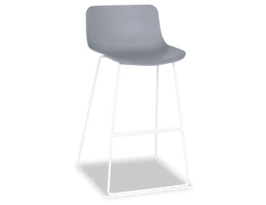 Umbria Stool - White - Grey Shell  - 66cm Kitchen Bench Height
