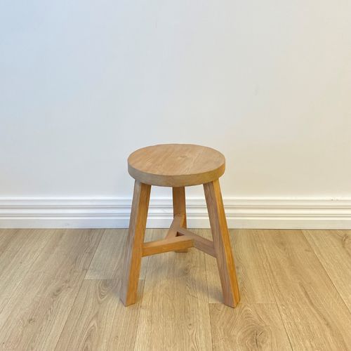 Reclaimed Teak Tripod Stool- Natural