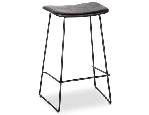 Winnie Stool -  Black Leather  - 66cm (Kitchen Bench Height)