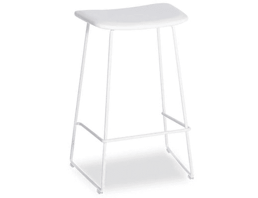 Winnie Stool White Leather - 66cm Kitchen Bench Height