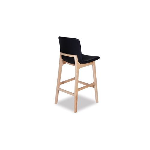 Ara Stool - Natural - Black Pad - Black padded Seat - Natural Ash legs 74cm Seat height