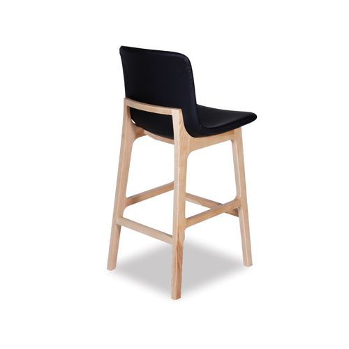 Ara Stool - Natural - Black Pad - Black padded Seat - Natural Ash legs 74cm Seat height