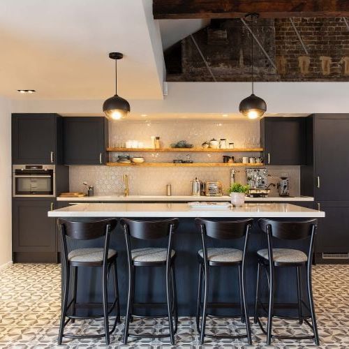 Rylie Stool Black with Vegan Leather Seat