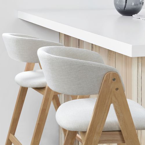 Gaudi Hardwood Counter Stool | Natural | Beige Fabric