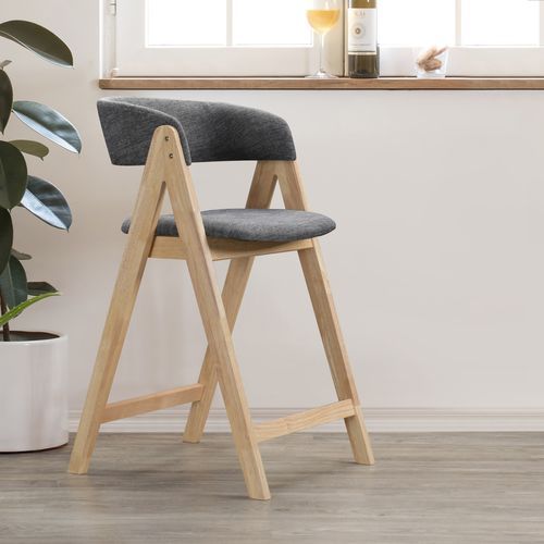 Gaudi Hardwood Counter Stool | Natural | Charcoal Fabri