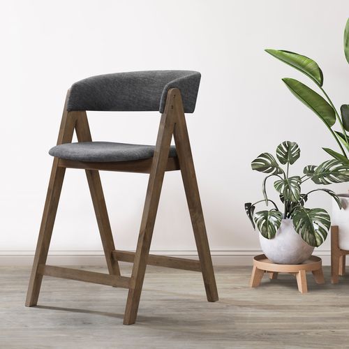 Gaudi Hardwood Counter Stool | Walnut | Charcoal Fabric