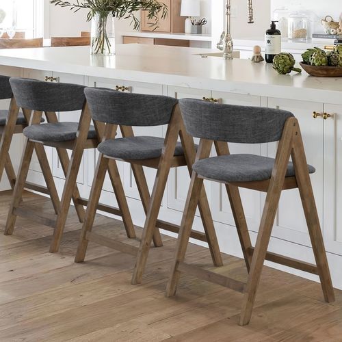 Gaudi Hardwood Counter Stool | Walnut | Charcoal Fabric