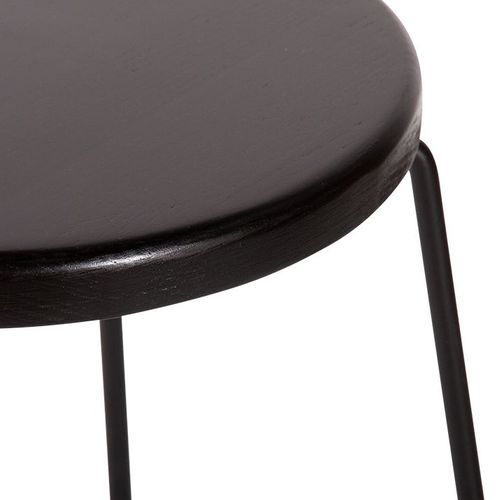 Hugo Low Stool -  Black Seat - 46cm Low Stool Square