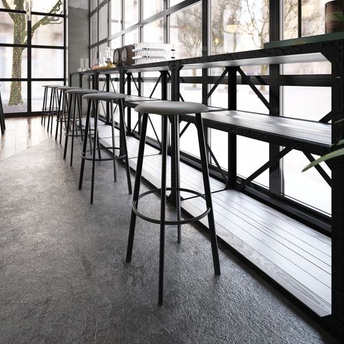 Atlas Bar Stool - Black with Fabric Pad Options