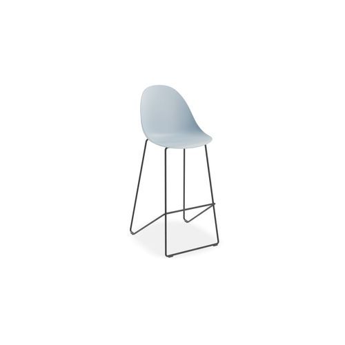 Pebble Blue Stool Shell Seat - Bar Stool 75cm Seat - Black Base