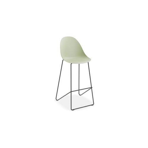 Pebble Mint Green Stool Shell Seat - Bar Stool 75cm Seat - White Base
