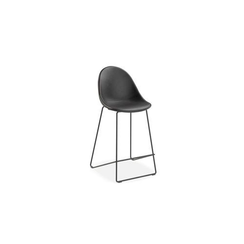 Pebble Stool Black Upholstered Vintage Seat