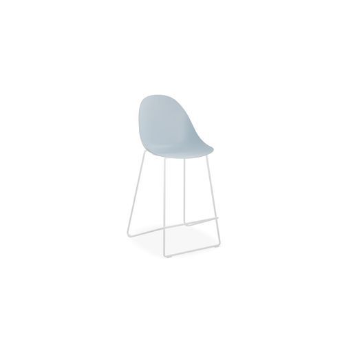 Pebble Blue Stool Shell Seat - Bar Stool 75cm Seat - Black Base
