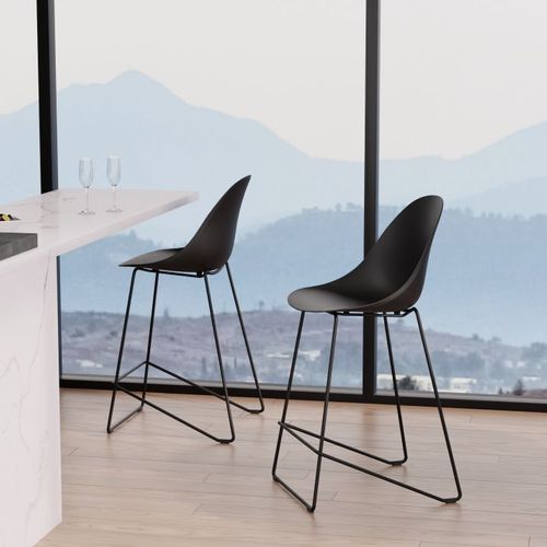 Pebble Black Stool Shell Seat - Counter Stool 75cm Seat